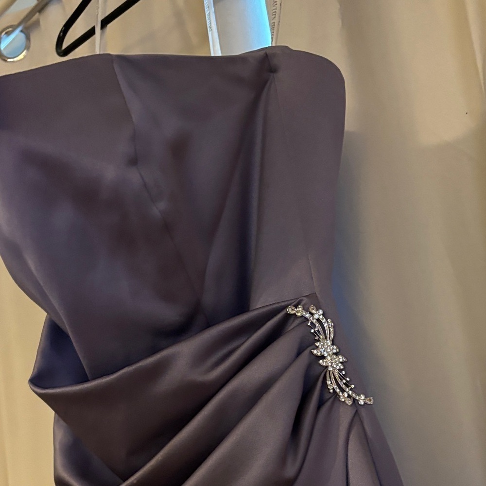 David's Bridal Elegant Strapless Black Dress includes matching purse and sash - Picture 2 of 12
